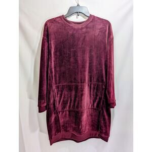 Max Studio Burgundy Velour Tunic Sweatshirt Dress Size S